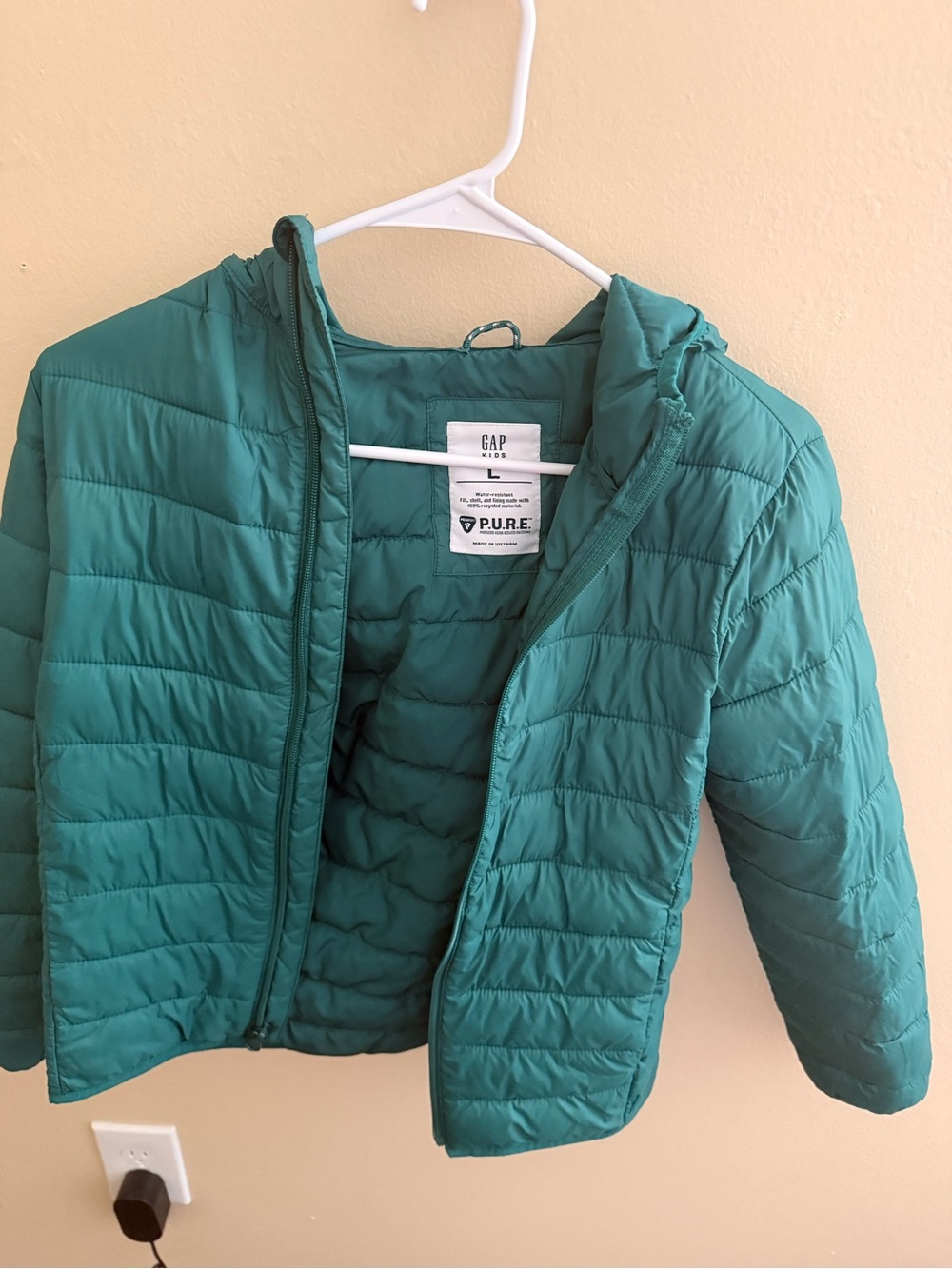 GAP Kids Teal Hooded Quilted Puffer Jacket